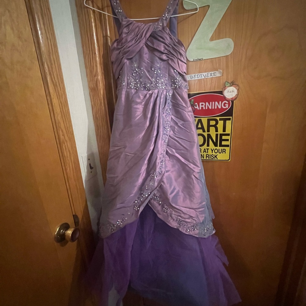 Elegant Purple Gown with Beaded Details